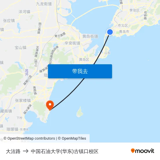 大沽路 to 中国石油大学(华东)古镇口校区 map