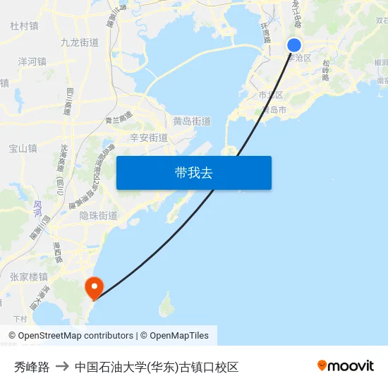 秀峰路 to 中国石油大学(华东)古镇口校区 map