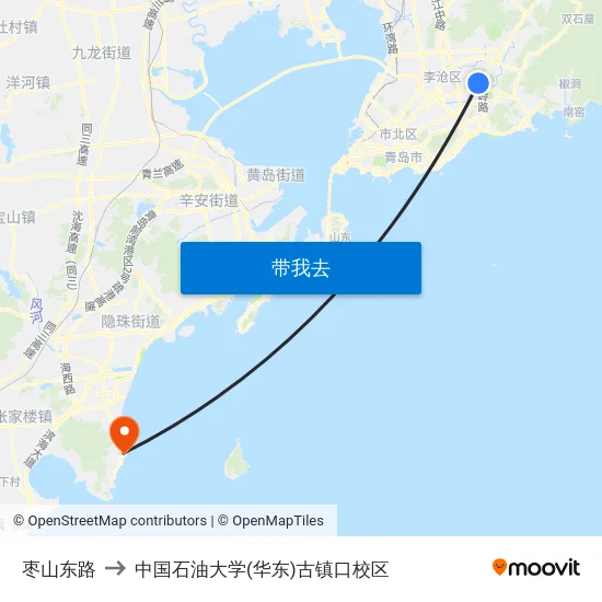 枣山东路 to 中国石油大学(华东)古镇口校区 map