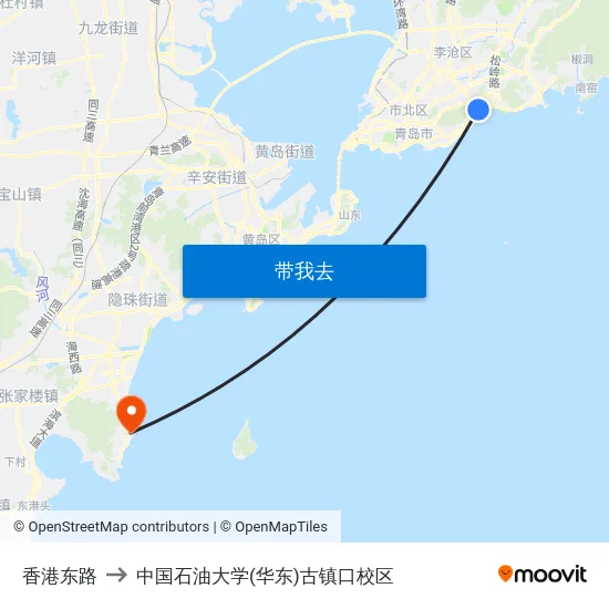 香港东路 to 中国石油大学(华东)古镇口校区 map