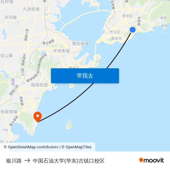银川路 to 中国石油大学(华东)古镇口校区 map