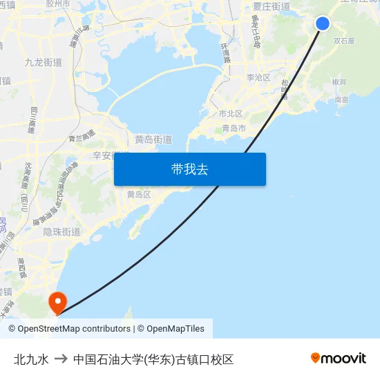 北九水 to 中国石油大学(华东)古镇口校区 map