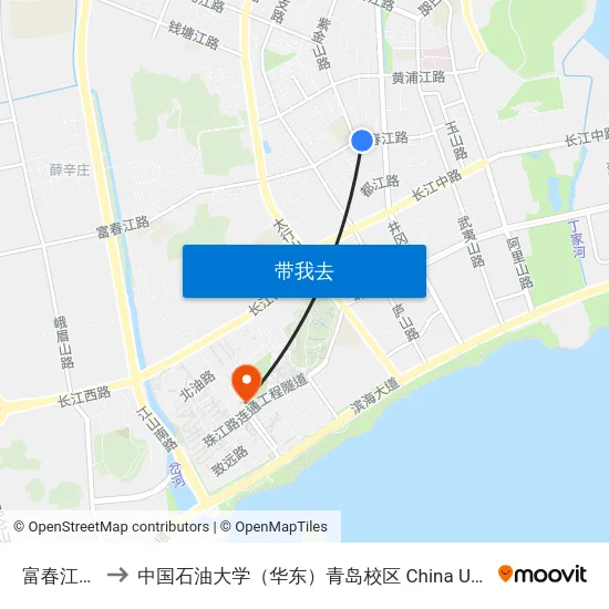 富春江路小学 to 中国石油大学（华东）青岛校区 China University Of Petroleum map