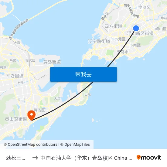 劲松三路合肥路 to 中国石油大学（华东）青岛校区 China University Of Petroleum map