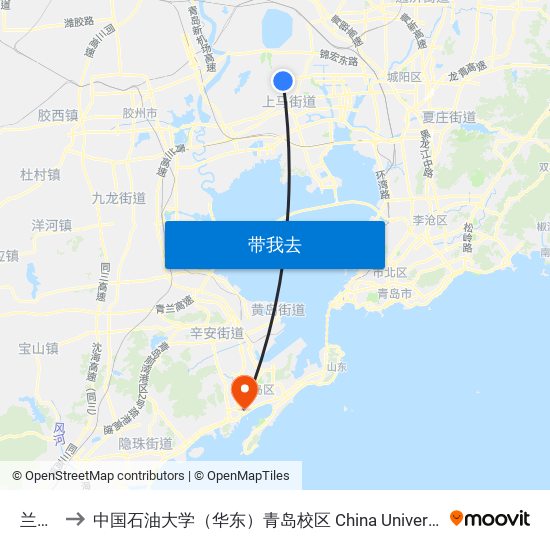 兰家庄 to 中国石油大学（华东）青岛校区 China University Of Petroleum map