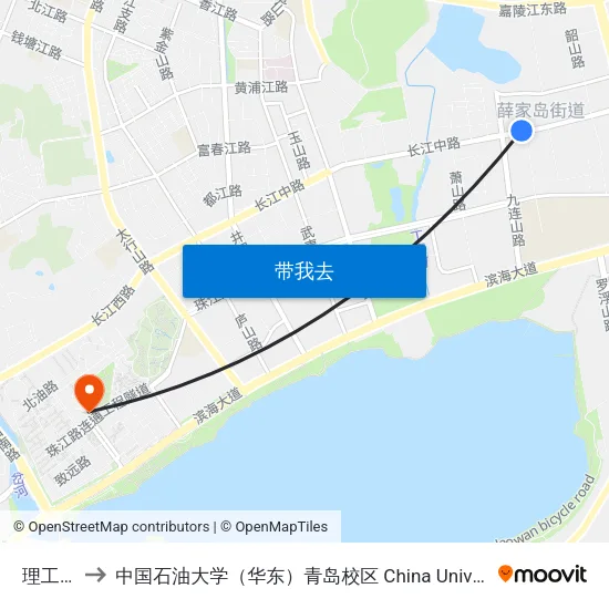 理工大学 to 中国石油大学（华东）青岛校区 China University Of Petroleum map