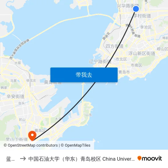 蓝山湾 to 中国石油大学（华东）青岛校区 China University Of Petroleum map