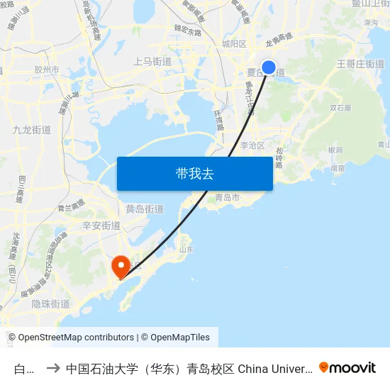 白沙河 to 中国石油大学（华东）青岛校区 China University Of Petroleum map