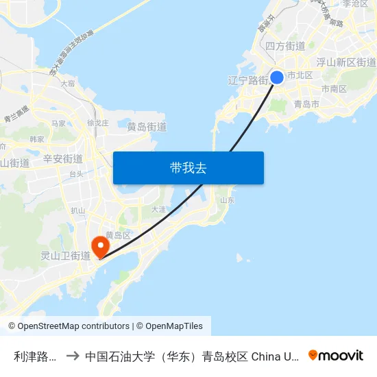 利津路客运站 to 中国石油大学（华东）青岛校区 China University Of Petroleum map