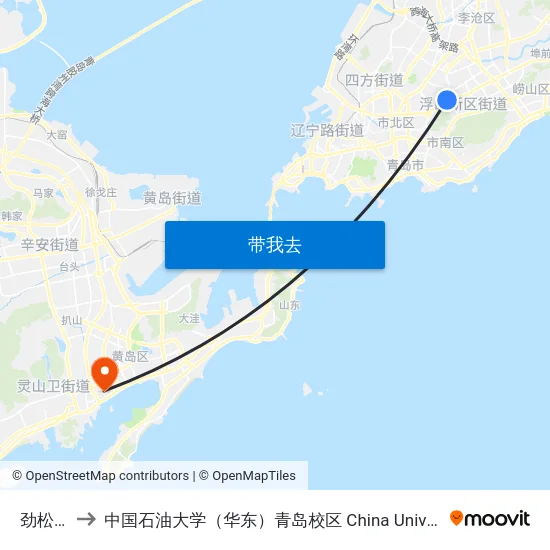 劲松三路 to 中国石油大学（华东）青岛校区 China University Of Petroleum map