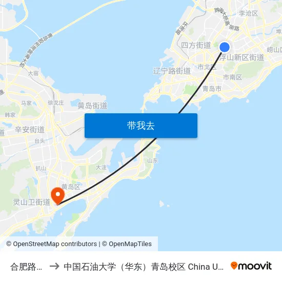 合肥路宁安路 to 中国石油大学（华东）青岛校区 China University Of Petroleum map