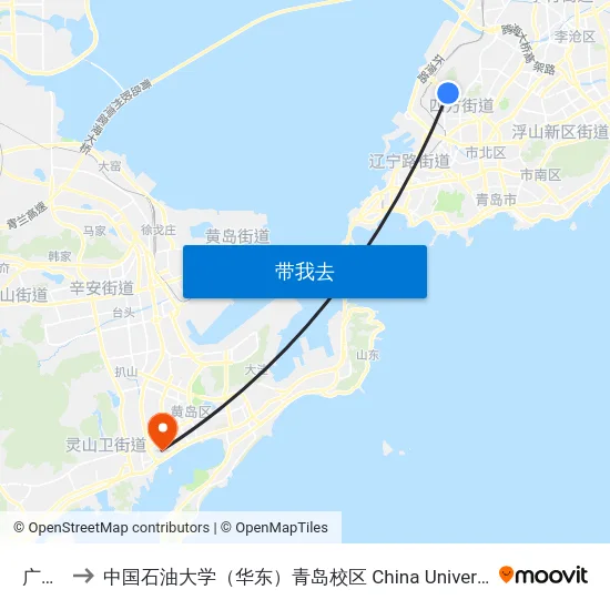 广昌路 to 中国石油大学（华东）青岛校区 China University Of Petroleum map