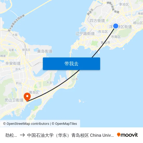 劲松一路 to 中国石油大学（华东）青岛校区 China University Of Petroleum map