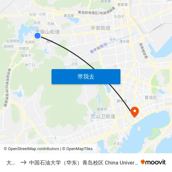 大南庄 to 中国石油大学（华东）青岛校区 China University Of Petroleum map