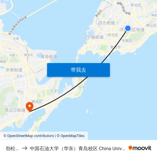 劲松三路 to 中国石油大学（华东）青岛校区 China University Of Petroleum map