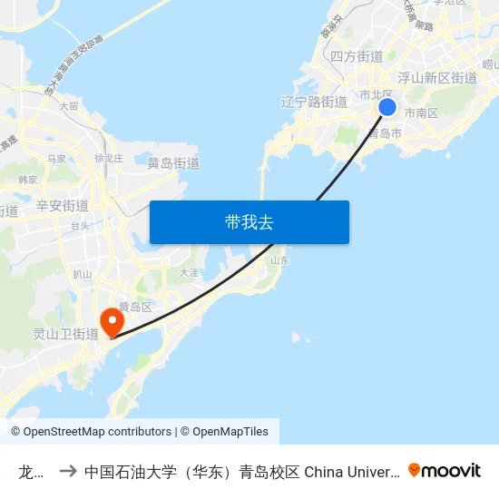 龙泉路 to 中国石油大学（华东）青岛校区 China University Of Petroleum map