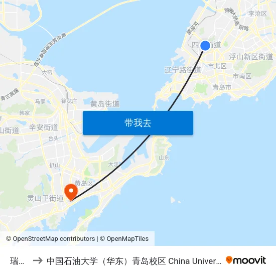 瑞昌路 to 中国石油大学（华东）青岛校区 China University Of Petroleum map