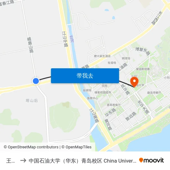 王家港 to 中国石油大学（华东）青岛校区 China University Of Petroleum map