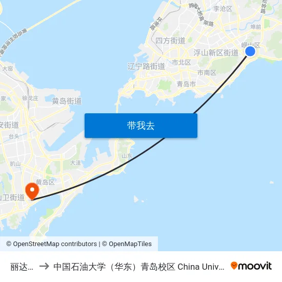 丽达广场 to 中国石油大学（华东）青岛校区 China University Of Petroleum map