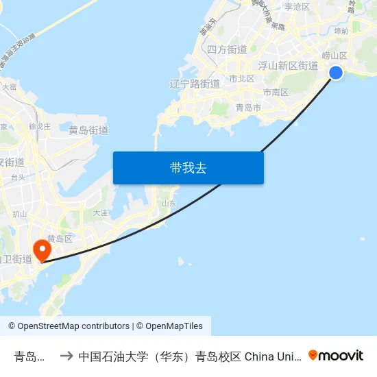 青岛大剧院 to 中国石油大学（华东）青岛校区 China University Of Petroleum map