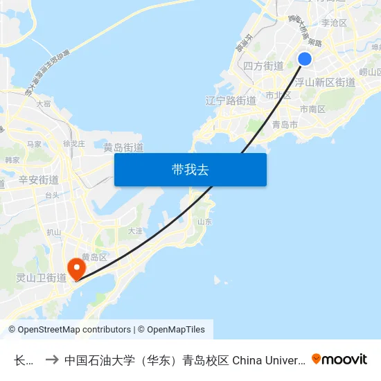 长沙路 to 中国石油大学（华东）青岛校区 China University Of Petroleum map