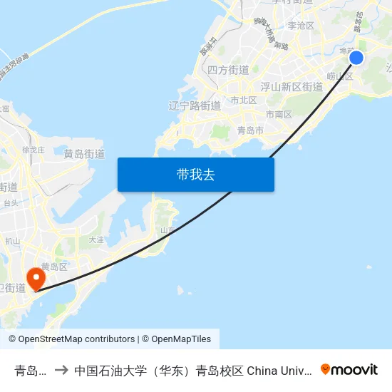 青岛科大 to 中国石油大学（华东）青岛校区 China University Of Petroleum map