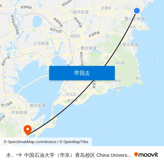 水泊 to 中国石油大学（华东）青岛校区 China University Of Petroleum map