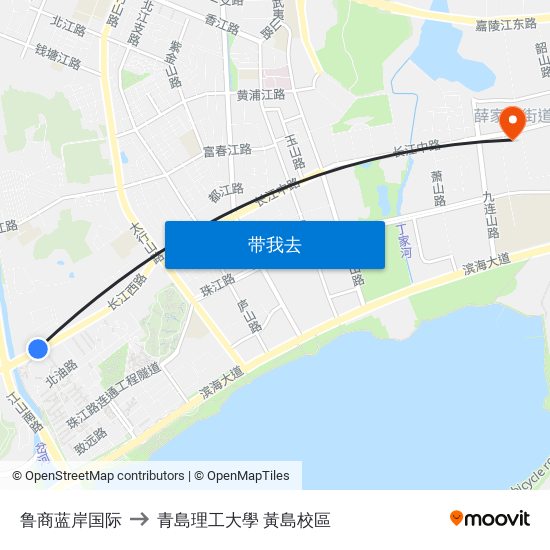 鲁商蓝岸国际 to 青島理工大學  黃島校區 map