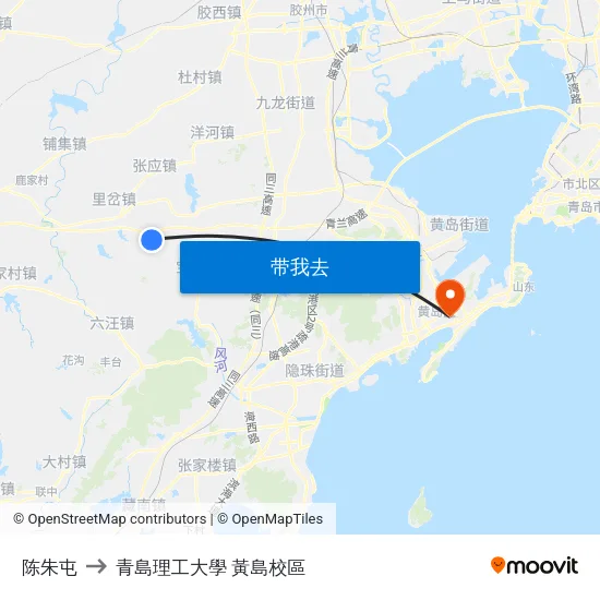 陈朱屯 to 青島理工大學  黃島校區 map