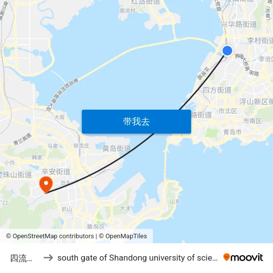 四流中支路 to south gate of Shandong university of science and technology map