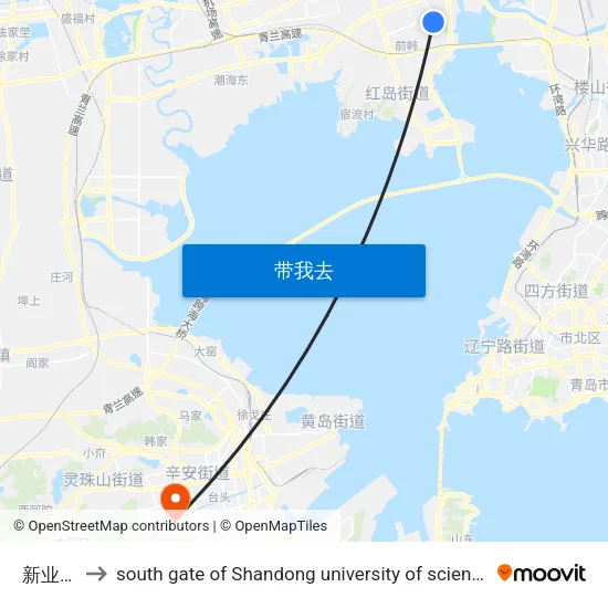 新业路南 to south gate of Shandong university of science and technology map