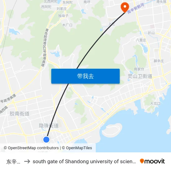 东辛庄东 to south gate of Shandong university of science and technology map
