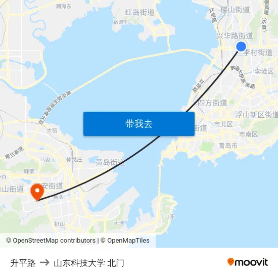 升平路 to 山东科技大学 北门 map