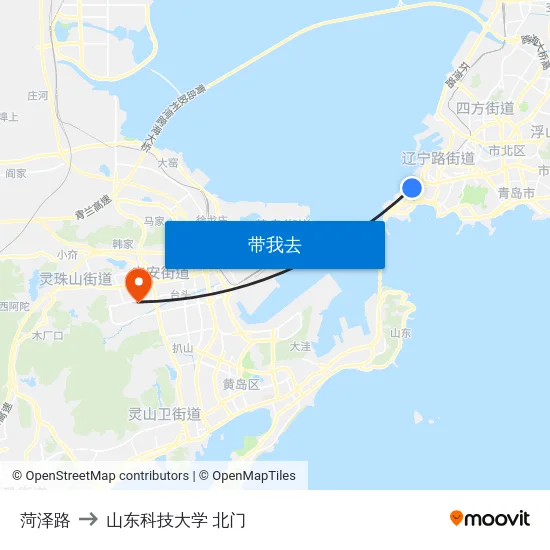 菏泽路 to 山东科技大学 北门 map
