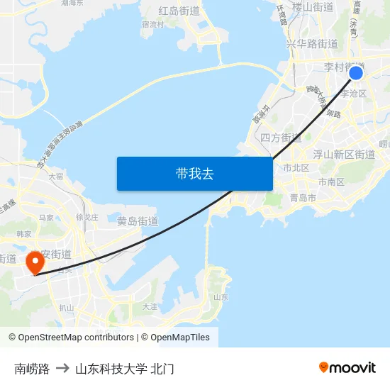 南崂路 to 山东科技大学 北门 map