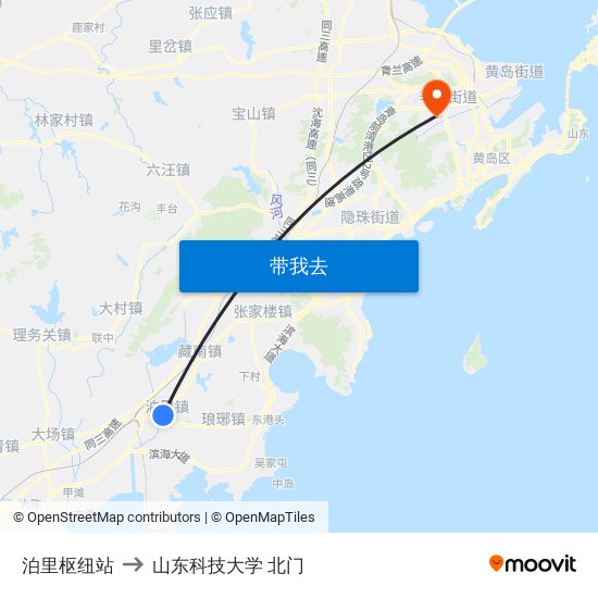 泊里枢纽站 to 山东科技大学 北门 map