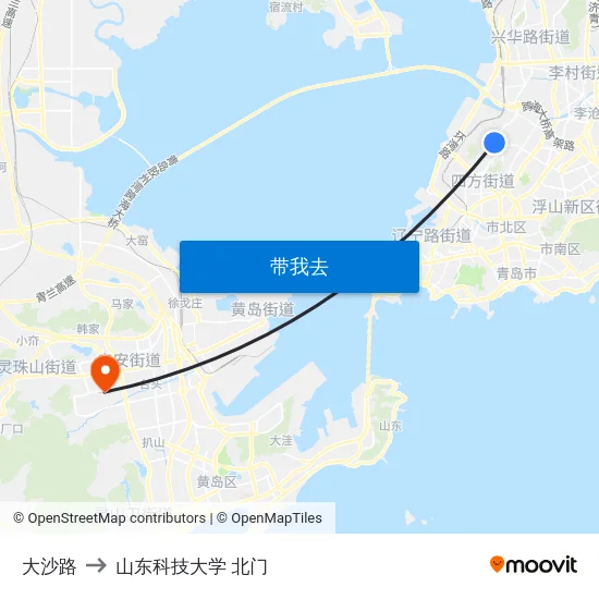 大沙路 to 山东科技大学 北门 map