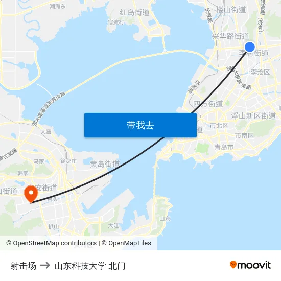 射击场 to 山东科技大学 北门 map