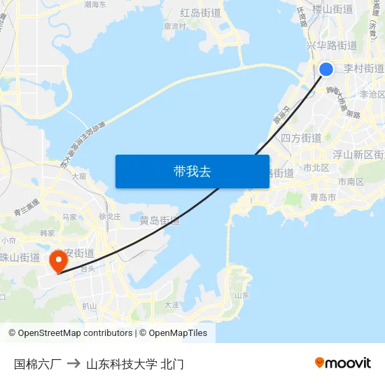 国棉六厂 to 山东科技大学 北门 map