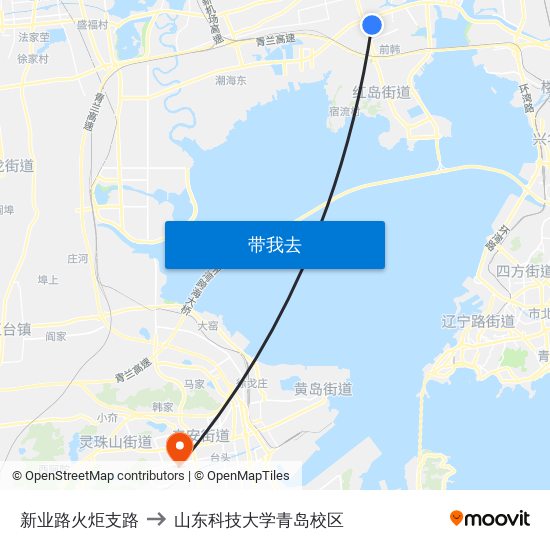 新业路火炬支路 to 山东科技大学青岛校区 map