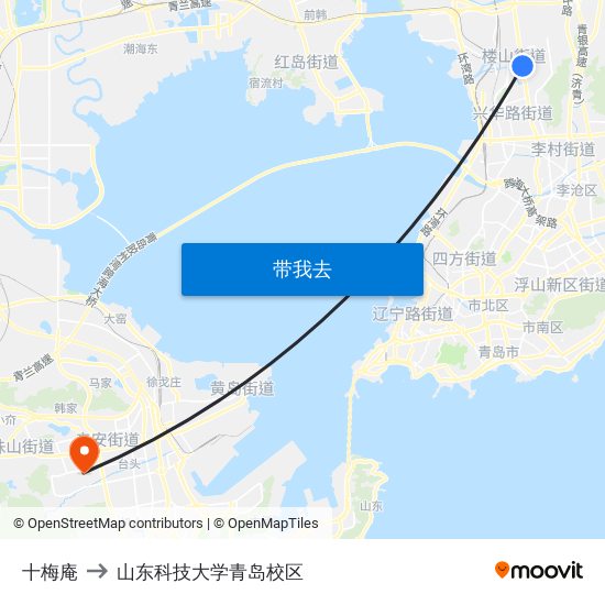 十梅庵 to 山东科技大学青岛校区 map