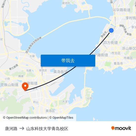 唐河路 to 山东科技大学青岛校区 map