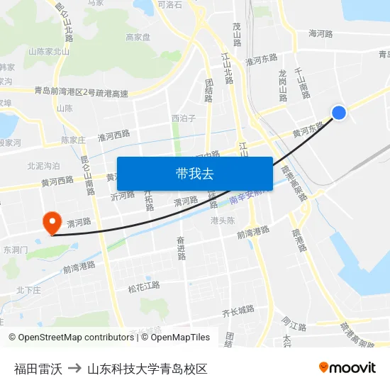 福田雷沃 to 山东科技大学青岛校区 map