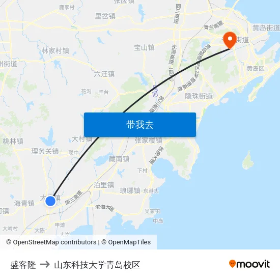 盛客隆 to 山东科技大学青岛校区 map