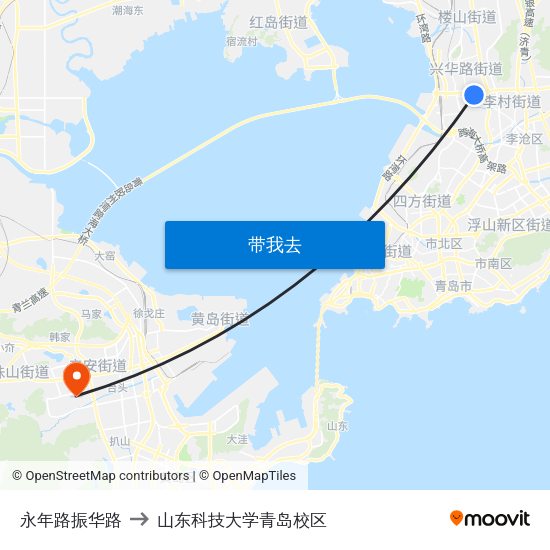 永年路振华路 to 山东科技大学青岛校区 map