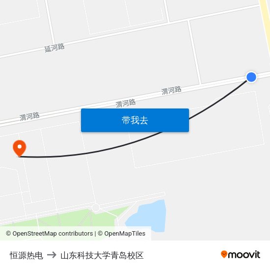 恒源热电 to 山东科技大学青岛校区 map