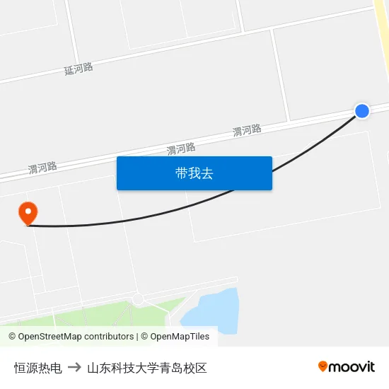 恒源热电 to 山东科技大学青岛校区 map