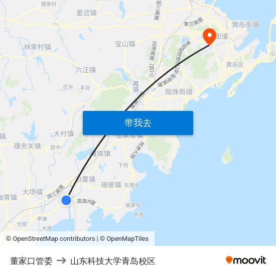 董家口管委 to 山东科技大学青岛校区 map