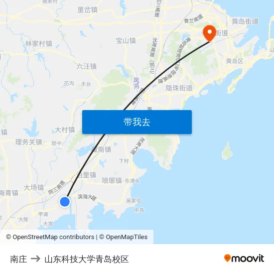 南庄 to 山东科技大学青岛校区 map