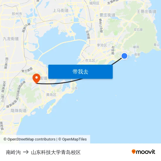 南岭沟 to 山东科技大学青岛校区 map